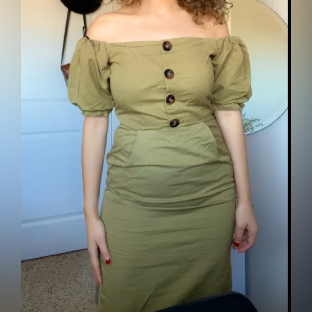 ZARA olive green dress